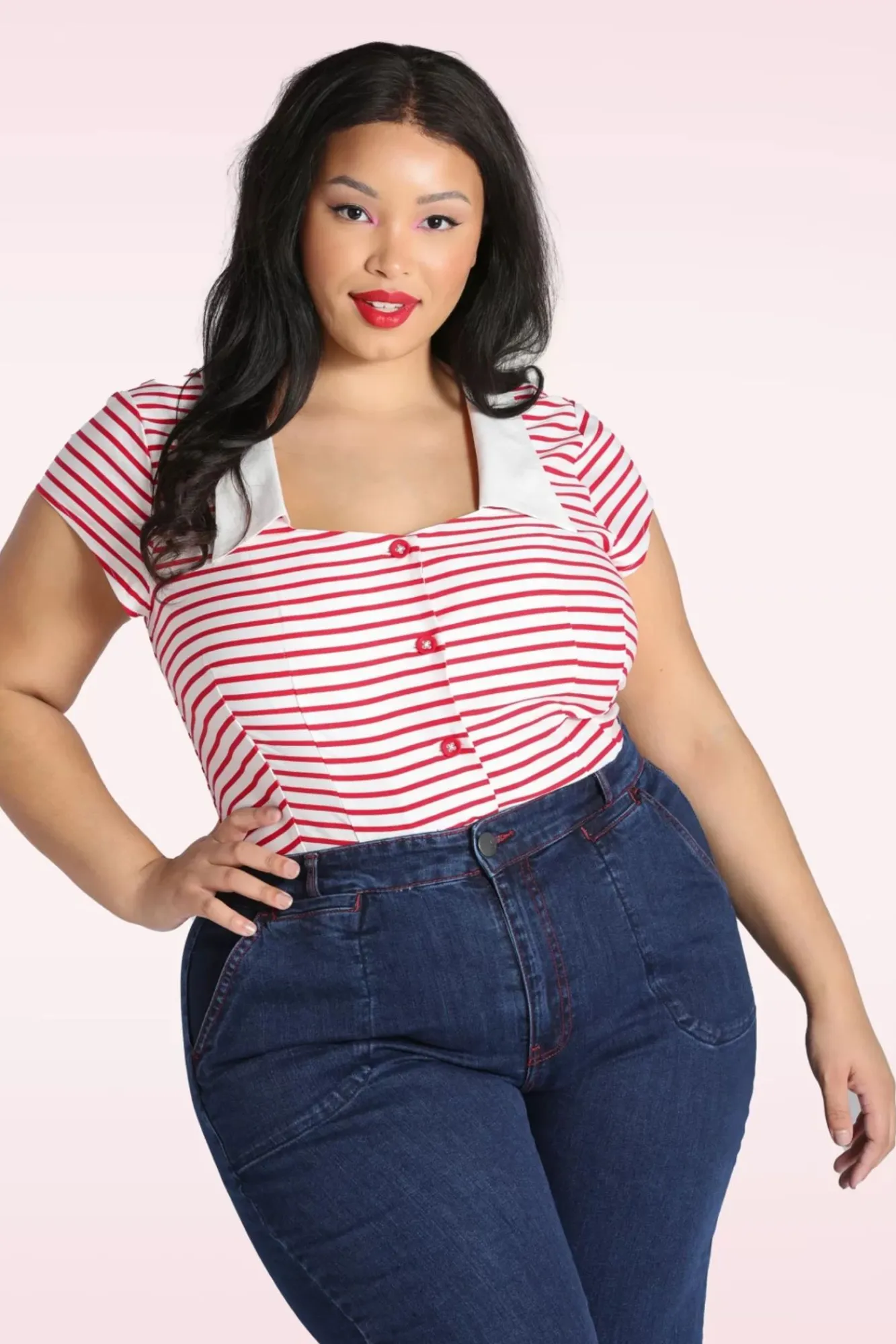 ahoy_blouse_in_wit_en_rood_3.webp Clearance Bunny Ahoy Blouse In Wit En Rood