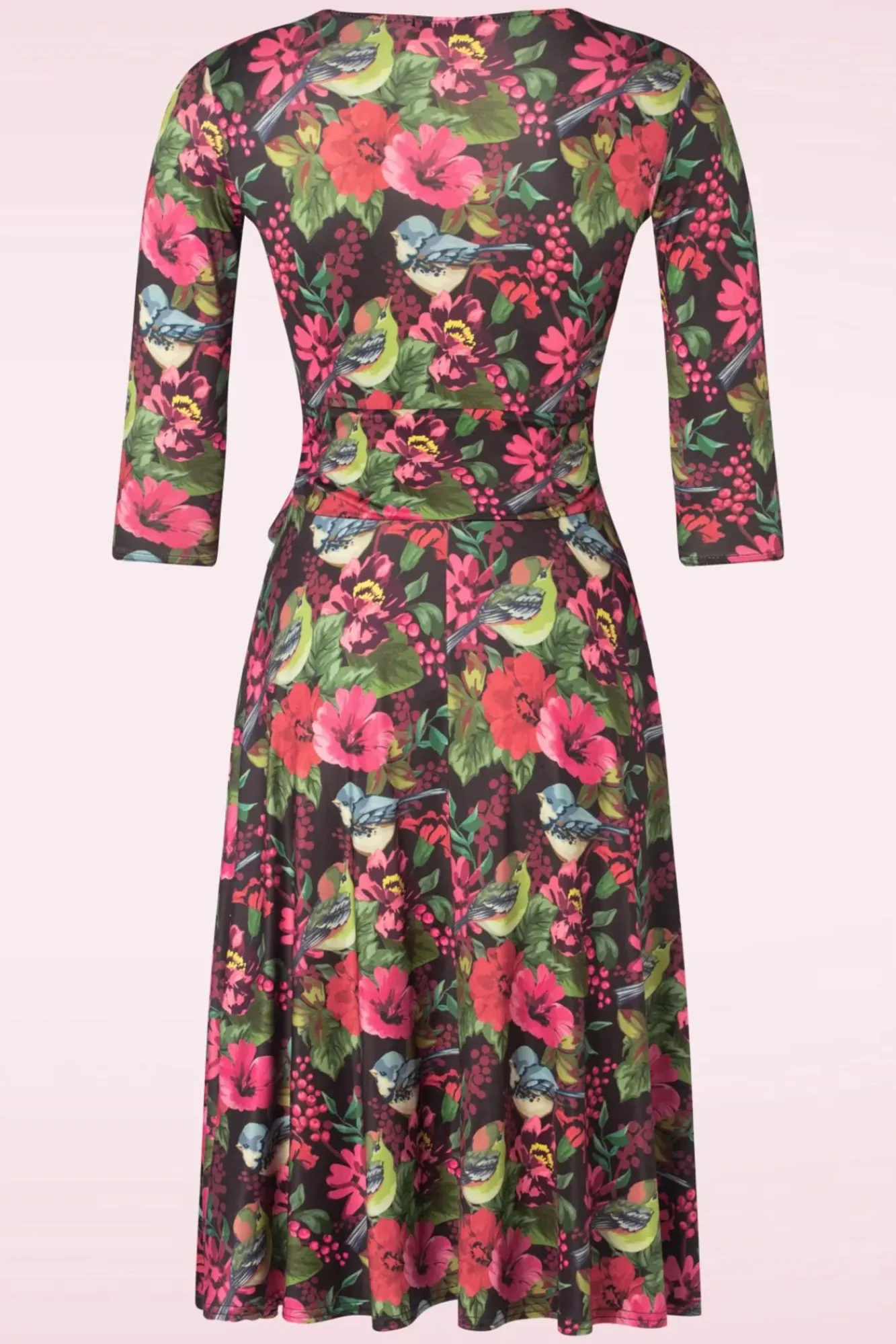 aria_floral_bird_print_swing_jurk_in_zwart_1.webp Clearance Vintage Chic for Topvintage Aria Floral Bird Print Swing Jurk In Zwart