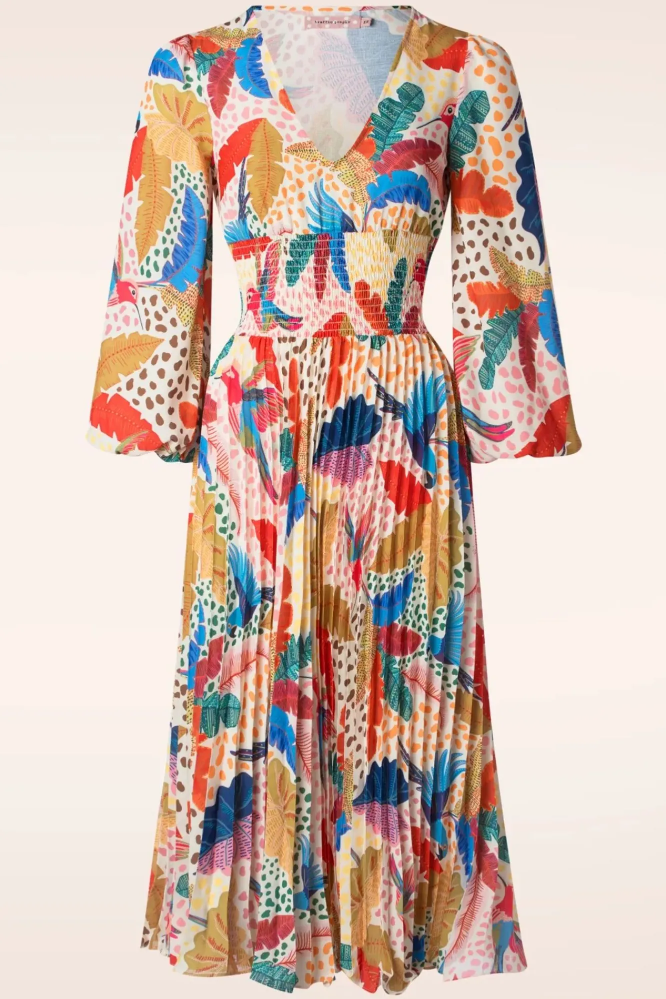 aurora_tropical_midi_jurk_in_multi_0.webp Sale Traffic People Aurora Tropical Midi Jurk In Multi