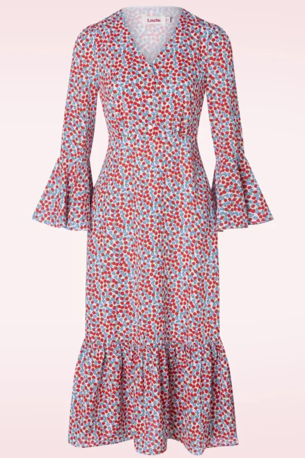 Best Louche Bathilde Strawberry Fields Midi Jurk In Multi