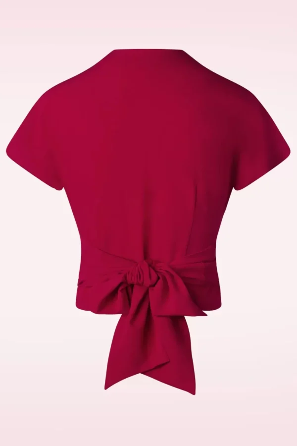 Best Sale Rock N Romance Darla Wikkelblouse Met Korte Mouwen In Rood