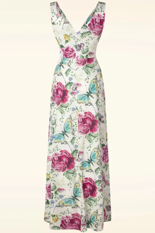 Best Vintage Chic for Topvintage Deveny Floral Maxi Jurk In Gebroken Wit