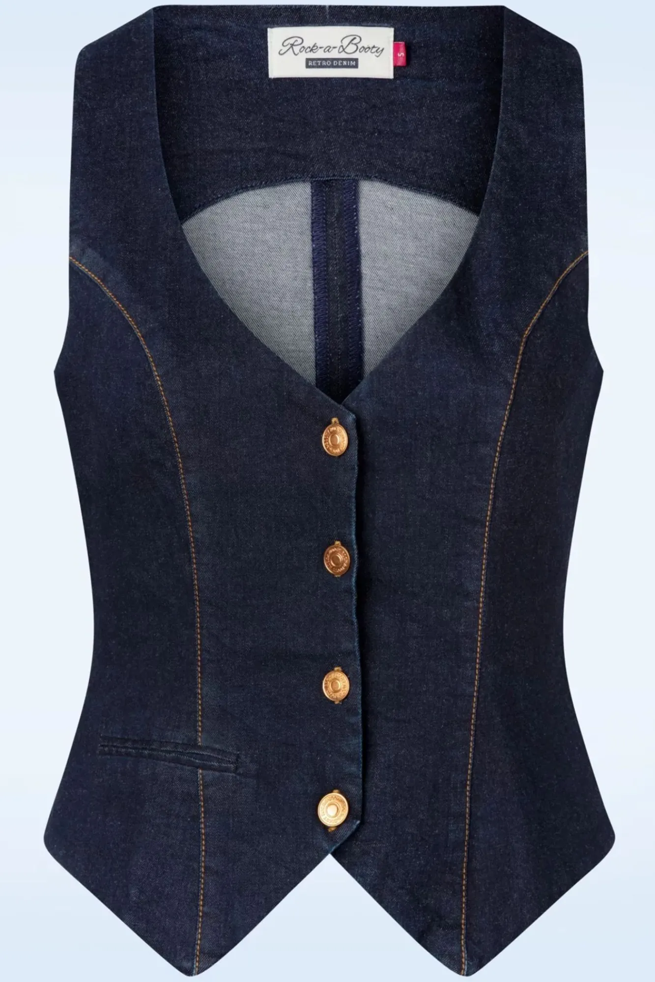 dianne_gilet_in_denim_blauw_1.webp Best Sale Rock-a-Booty Dianne Gilet In Denim Blauw