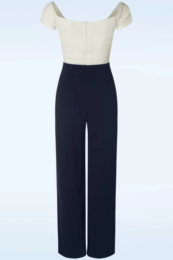 Store Vintage Chic for Topvintage Eloise Jumpsuit In Ivoor En Marineblauw