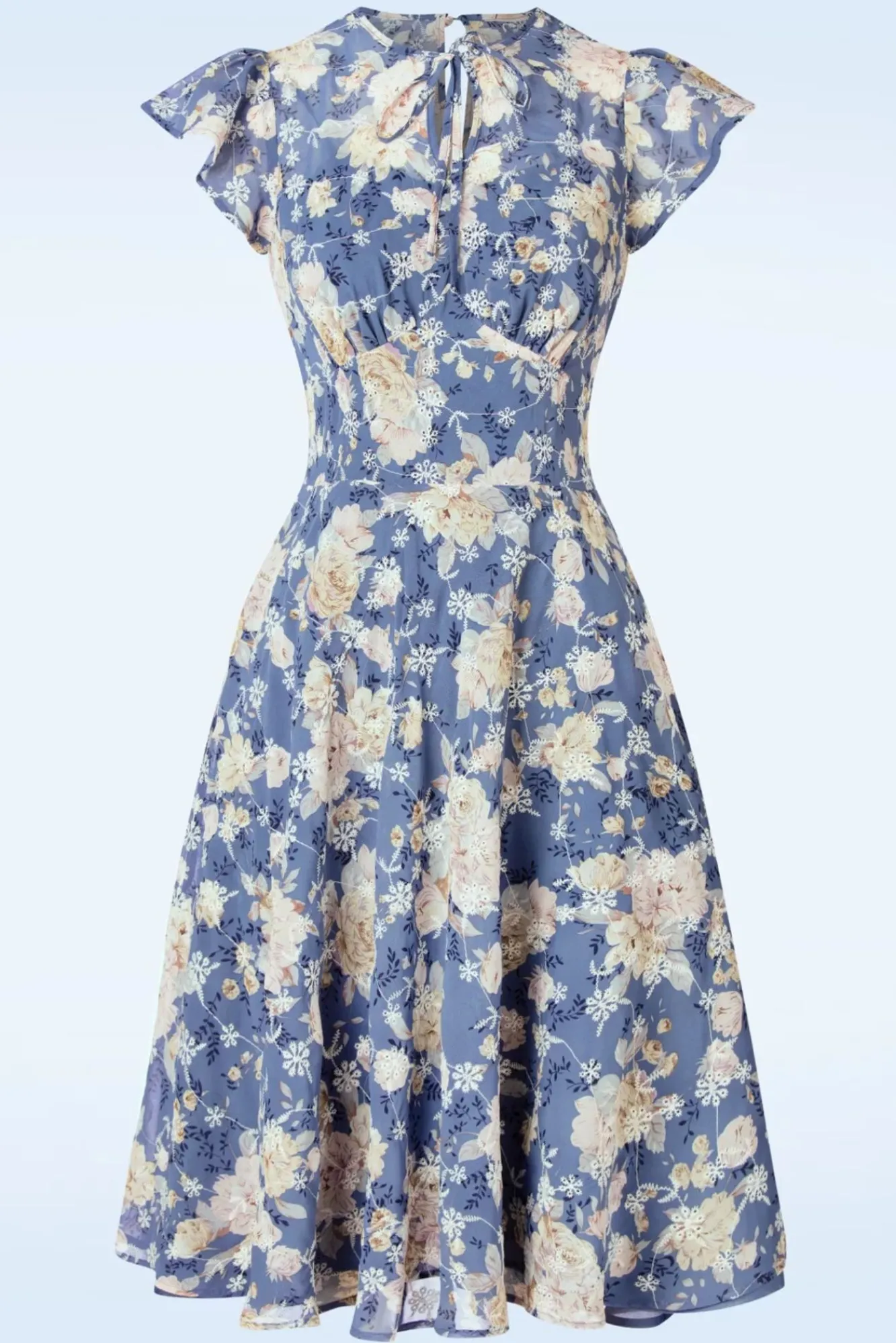 floral_flutter_flare_jurk_in_blauw_0.webp Store Vixen Floral Flutter Flare Jurk In Blauw
