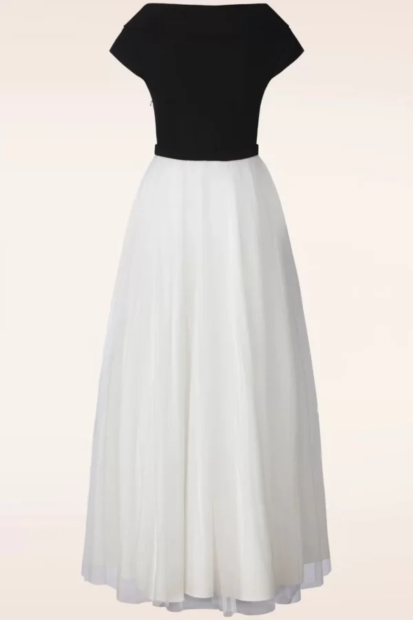 Shop Vintage Diva Fremont Maxi Jurk In Zwart En Wit