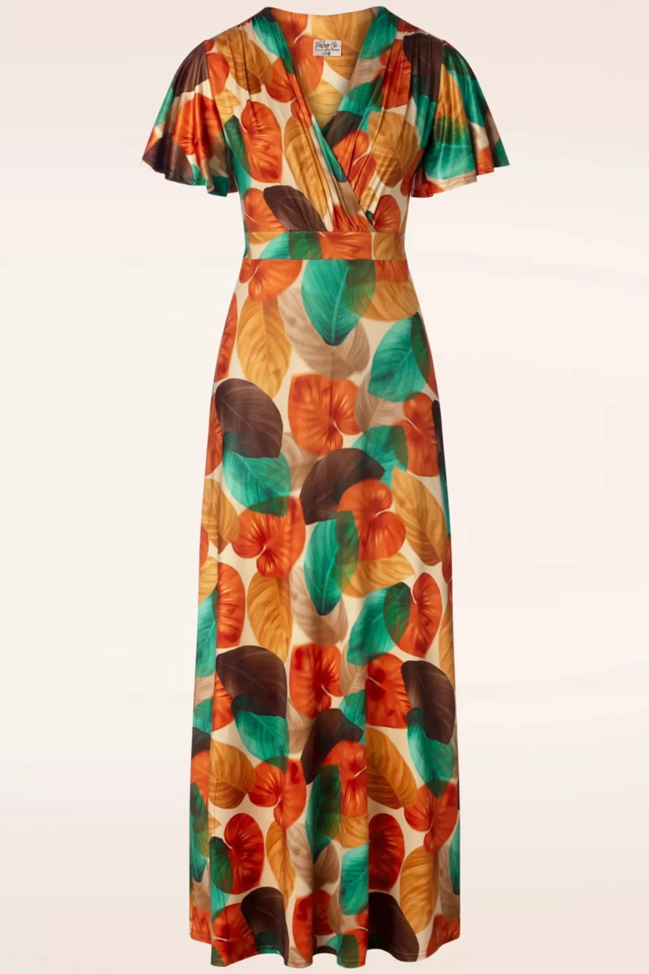 freya_maxi_jurk_met_bladprint_in_ornaje_0.webp Hot Vintage Chic for Topvintage Freya Maxi Jurk Met Bladprint In Ornaje