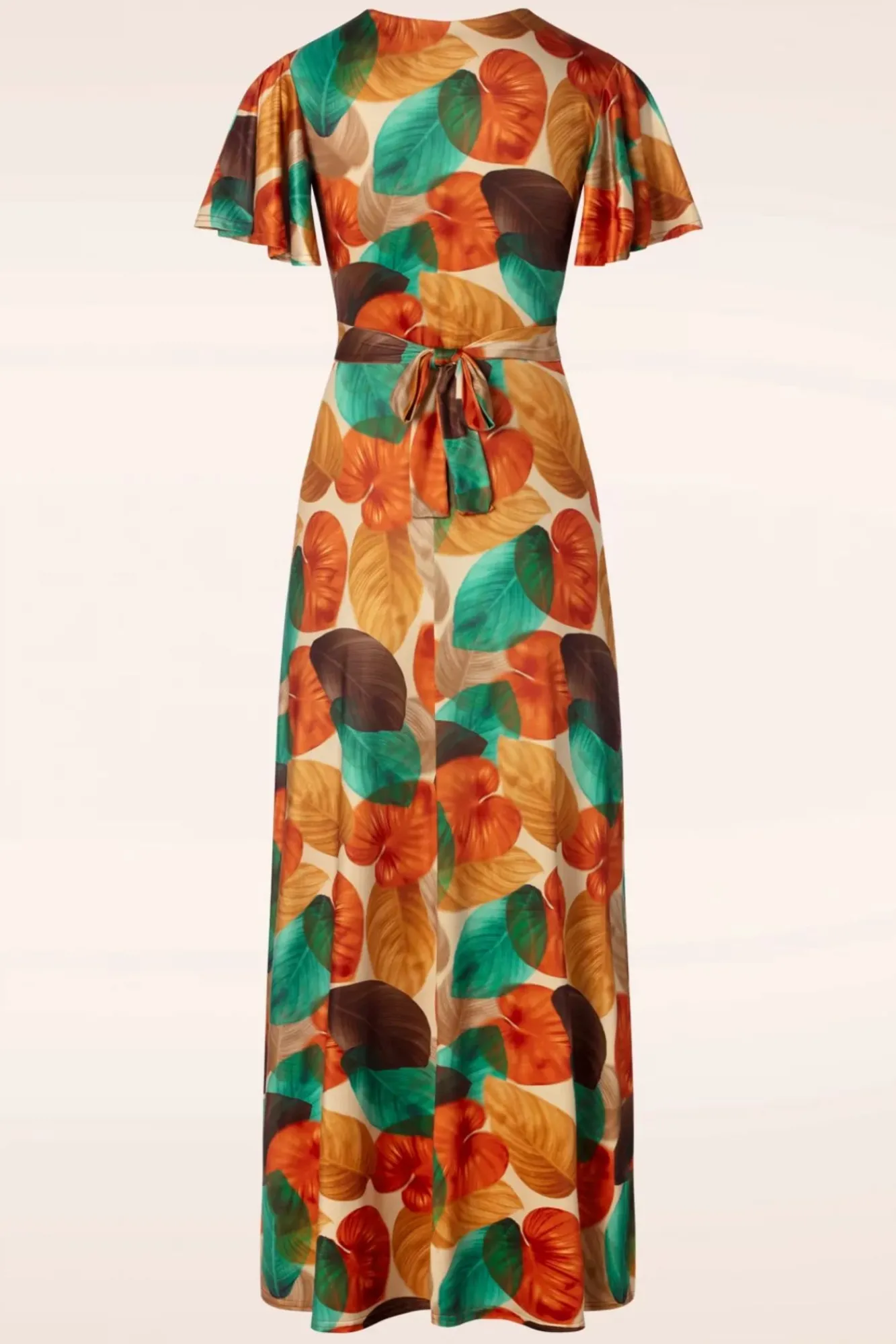 freya_maxi_jurk_met_bladprint_in_ornaje_1.webp Hot Vintage Chic for Topvintage Freya Maxi Jurk Met Bladprint In Ornaje