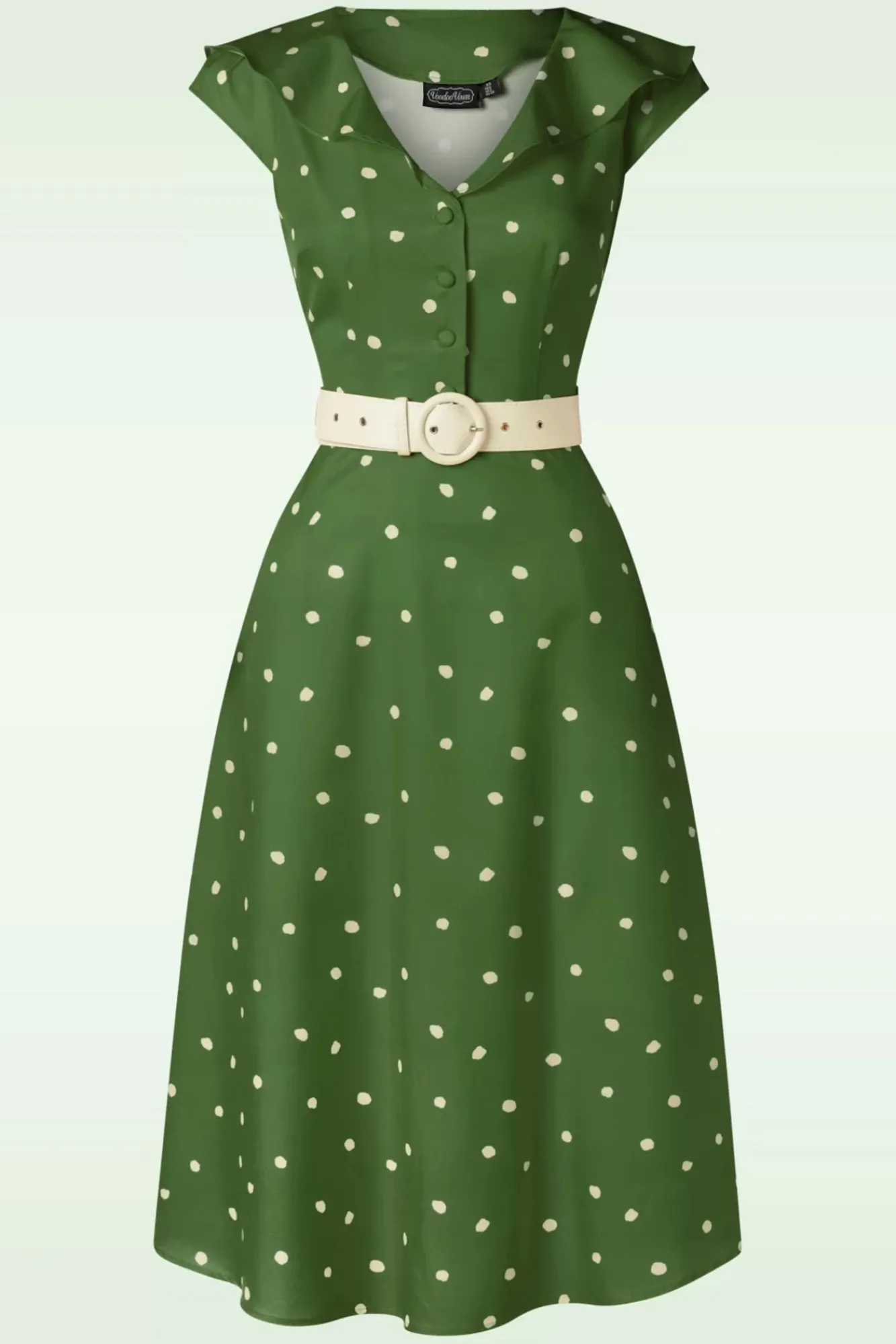gestippelde_midijurk_met_brede_kraag_in_groen_0.webp Fashion Vixen Gestippelde Midi-Jurk Met Brede Kraag In Groen
