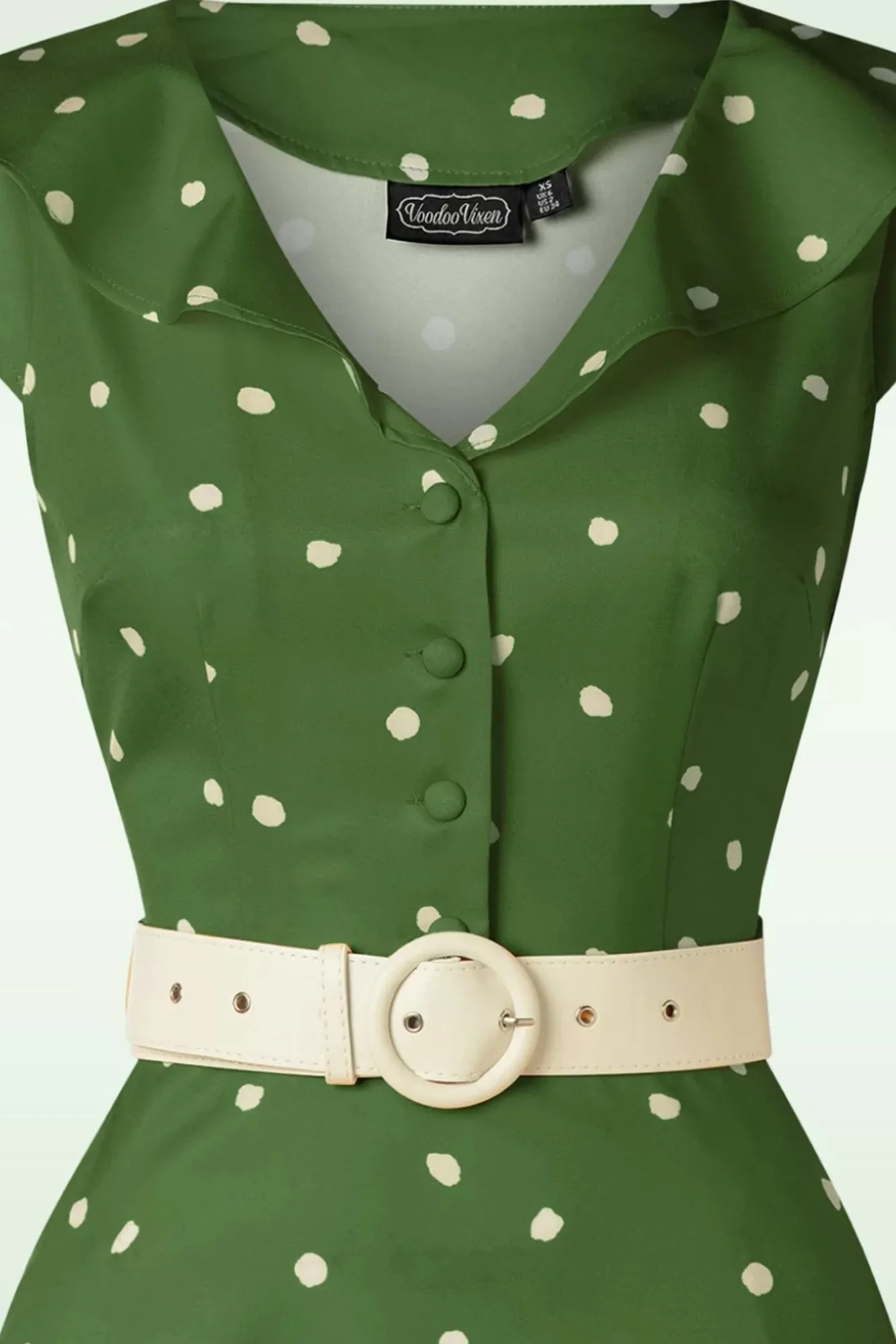 gestippelde_midijurk_met_brede_kraag_in_groen_2.webp Fashion Vixen Gestippelde Midi-Jurk Met Brede Kraag In Groen