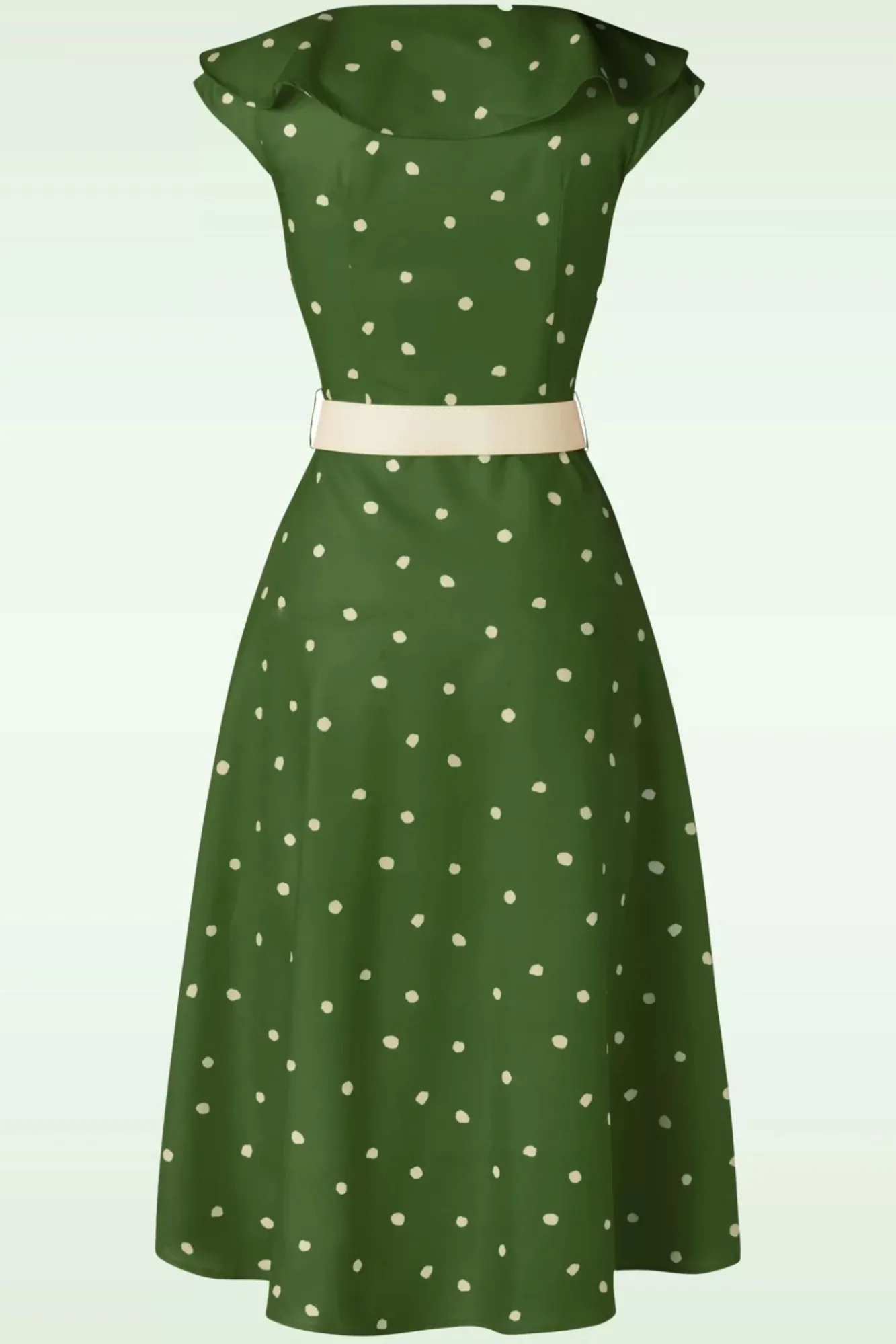 gestippelde_midijurk_met_brede_kraag_in_groen_3.webp Fashion Vixen Gestippelde Midi-Jurk Met Brede Kraag In Groen