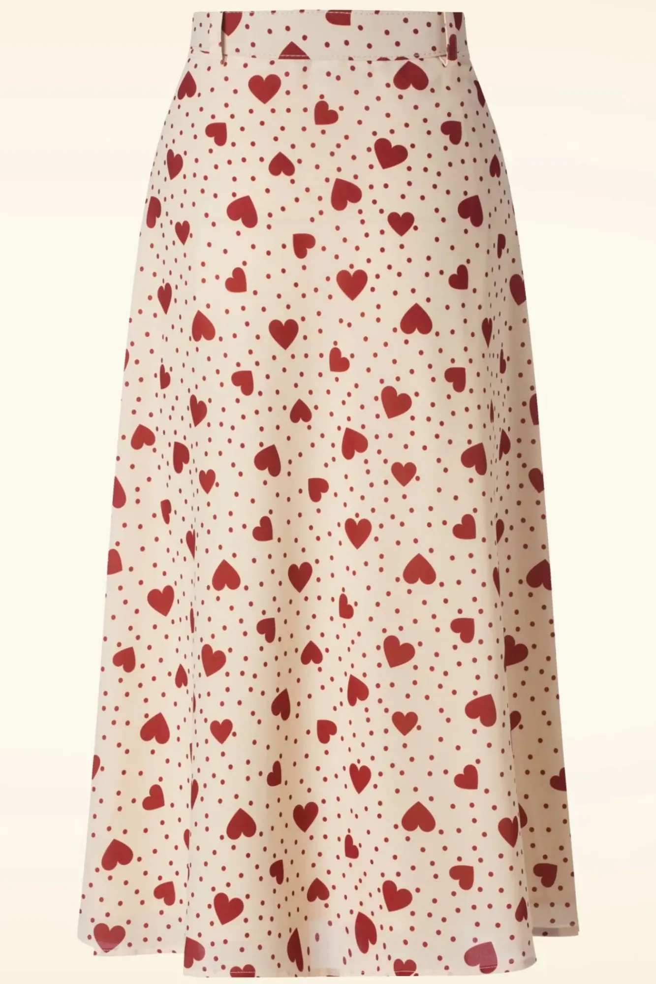heart_polka_dot_midi_rok_in_creme_1.webp Clearance Vixen Heart Polka Dot Midi Rok In Creme