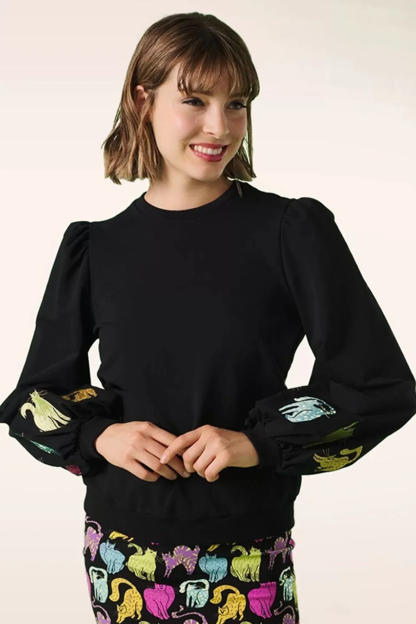 kitty_sweatshirt_in_zwart_0.webp Fashion Minueto Kitty Sweatshirt In Zwart