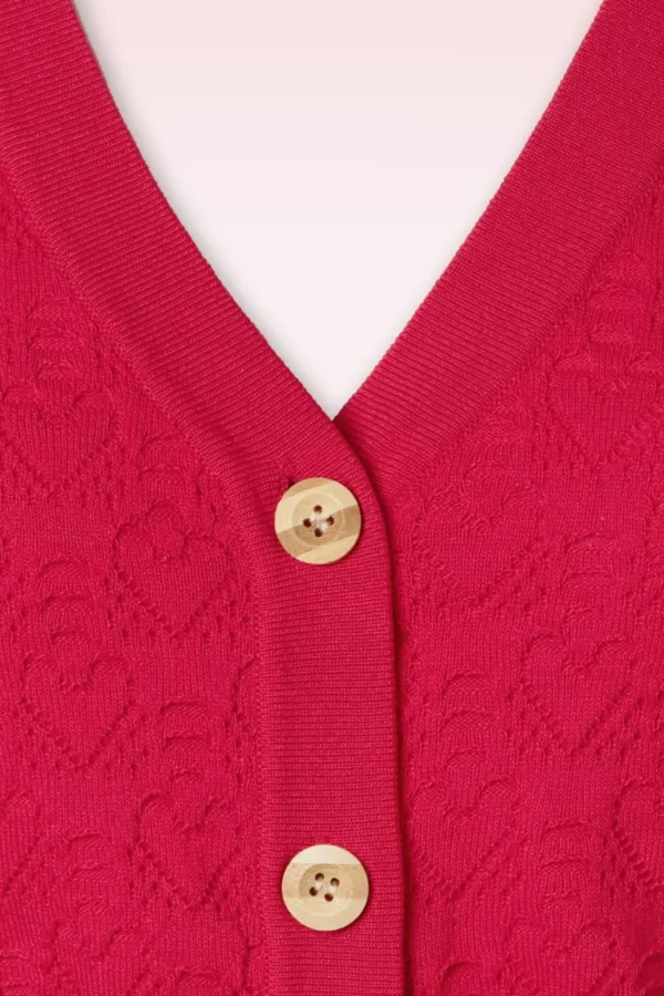 Shop Banned Retro Love Heart Cardigan In Rood