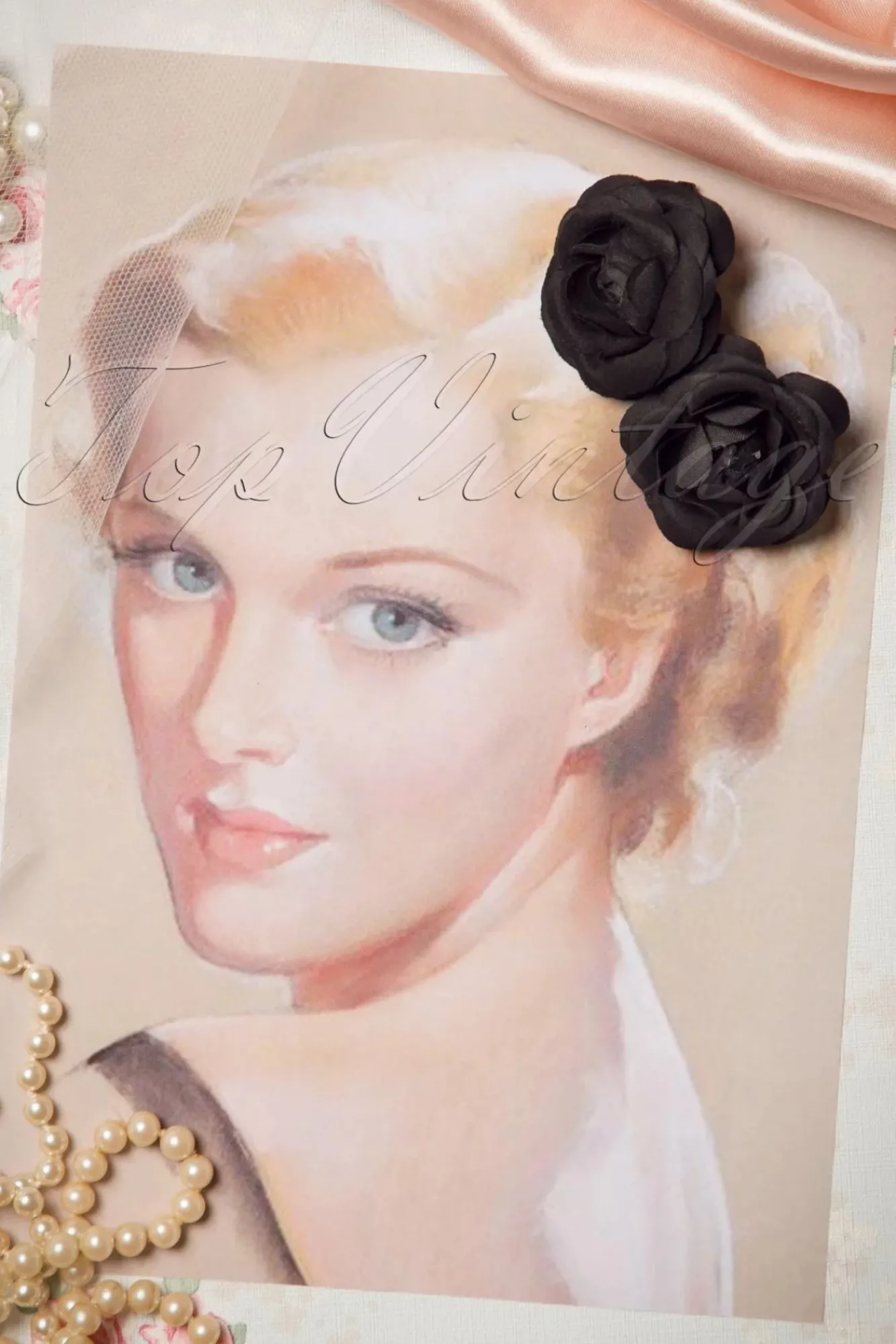 pinup_paar_zwarte_bloem_haarclips_1.webp Sale ZaZoo Pin-Up Paar Zwarte Bloem Haarclips