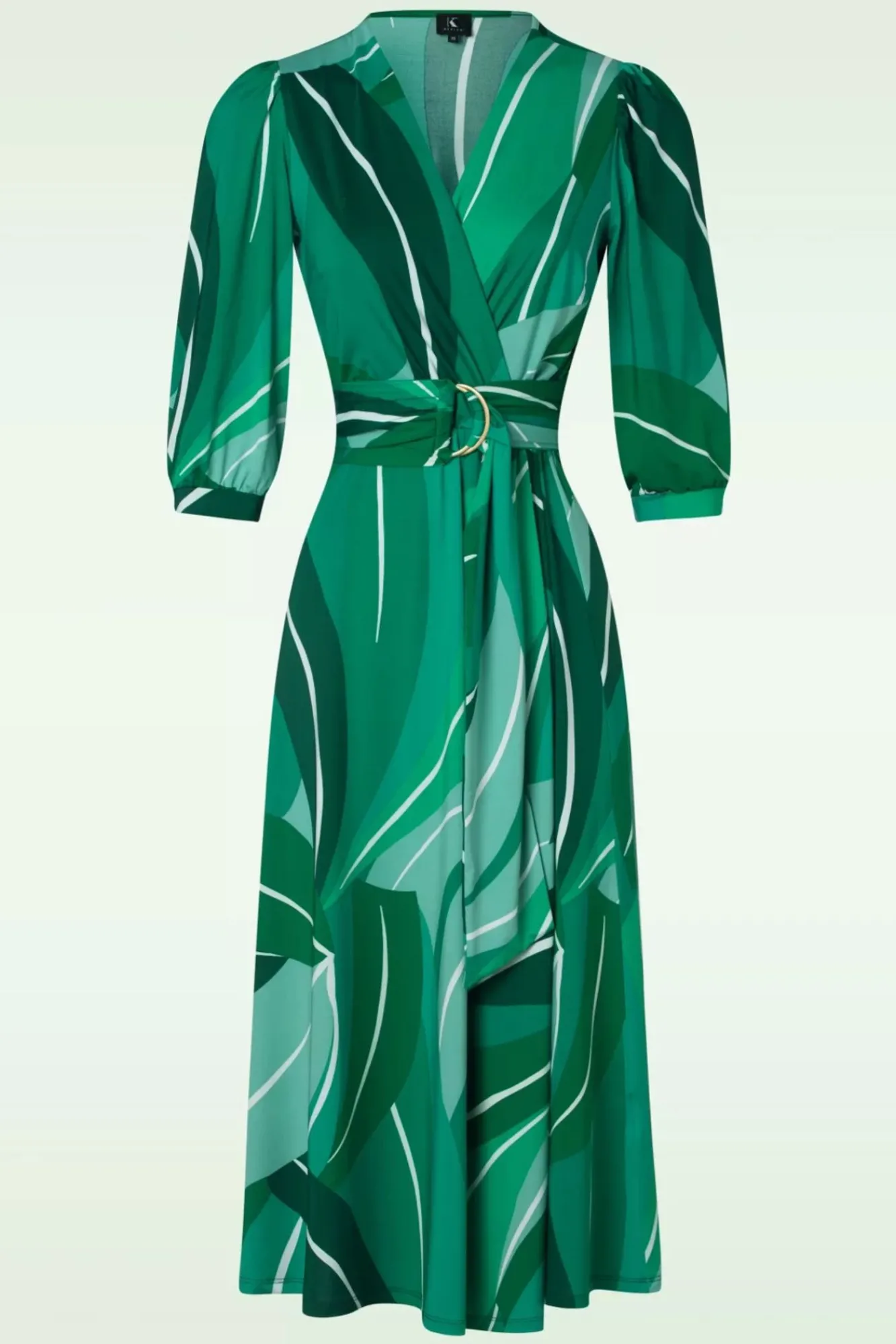 shelley_crossover_midi_jurk_in_groen_1.webp Cheap K-Design Shelley Crossover Midi Jurk In Groen
