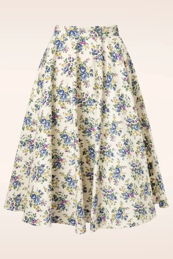 Cheap Banned Retro Wild Flower Swing Rok In Creme